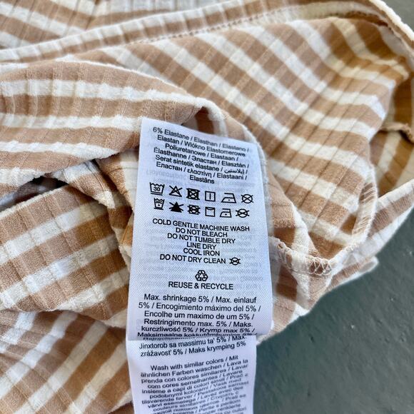 Vero Moda Short Sleeve Striped Yellow White Shirt XS - Picture 7 of 7